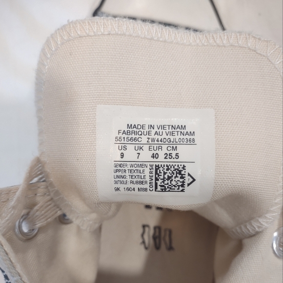 Converse High Top Sneakers - Ivory & Teal/Green Stripes - Women's 7 & 9 - Picture 7 of 15